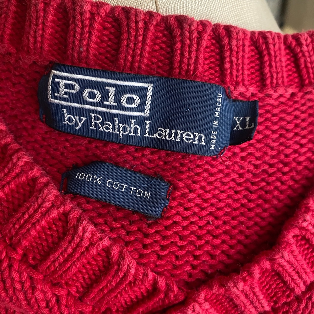 vintage red polo by ralph lauren cotton sweater - Picture 4 of 4